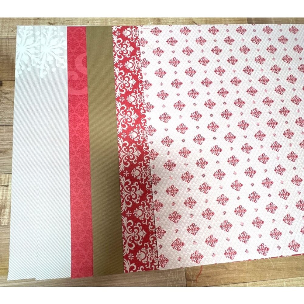 6 Christmas Themed Scrapbook Paper Pack 12x12 Inch Assorted Designs Red White